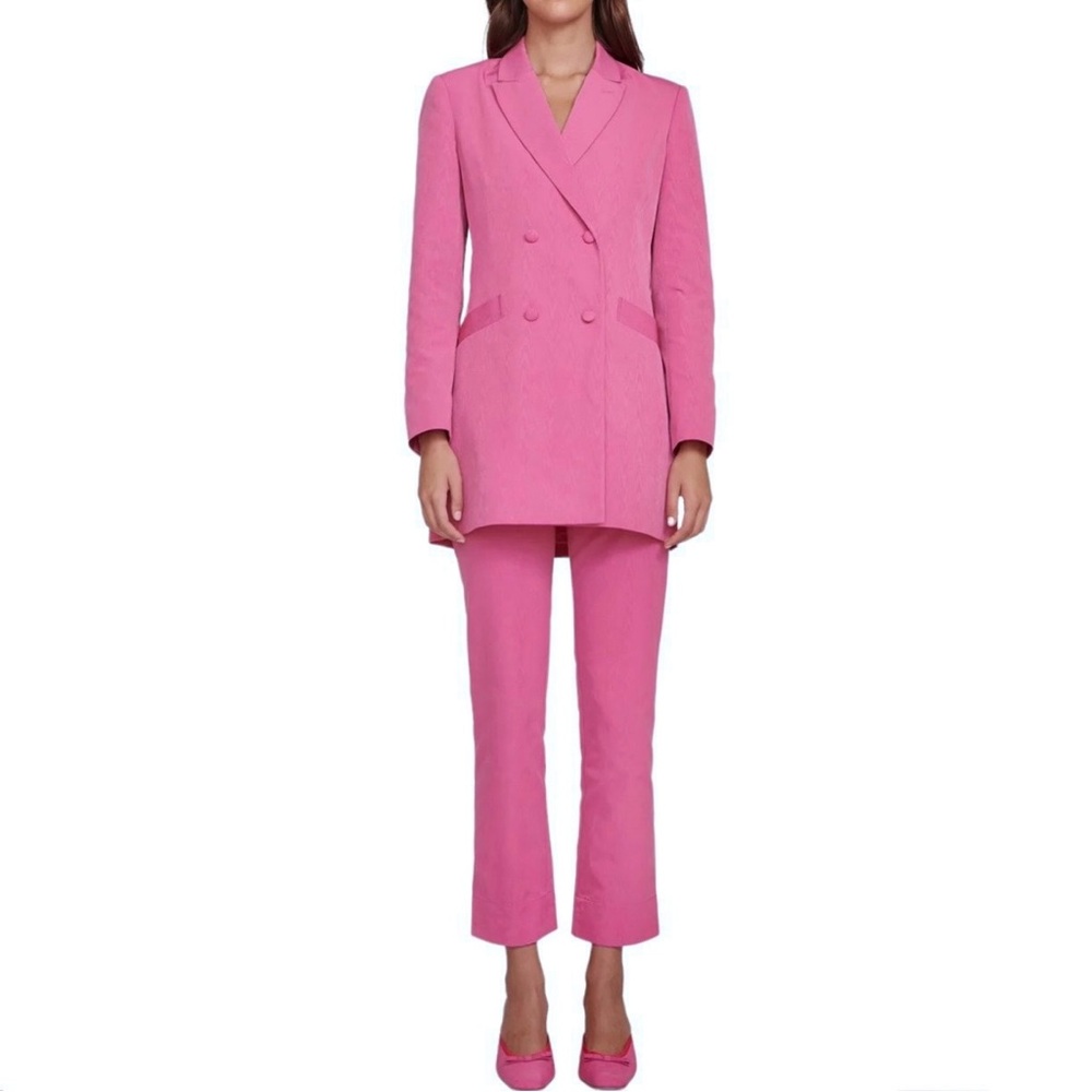 NEW STAUD PINK PRINTED HIGH-WAIST CROPPED PANTS - Picture 10 of 10
